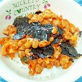 納豆の食べ方-キムチ＆味付けのり♪